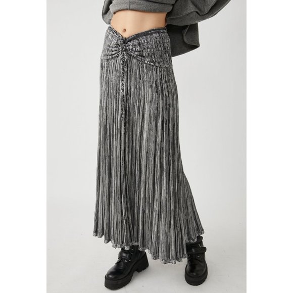 FREE PEOPLE Silvia Sweater Convertible Maxi Skirt / Grey Combo - Picture 3 of 11